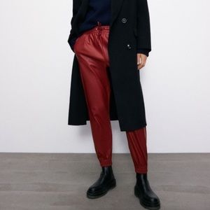 Zara Faux Leather Joggers